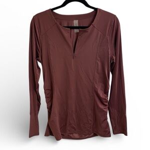 ZUDA Z-SOL LONG SLEEVE ATHLETIC TOP DEEP PLUM WITH SIDE RUCHING SPF 50 MEDIUM